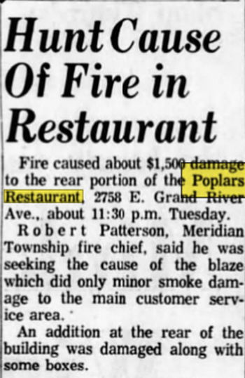 Warrens Poplars (Grapevine Restaurant) - Sept 1963 Fire